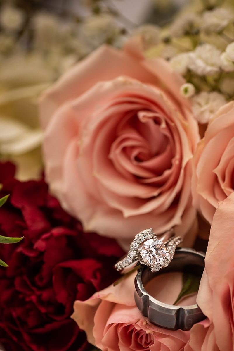 wedding ring and flowers close up expert photography montana